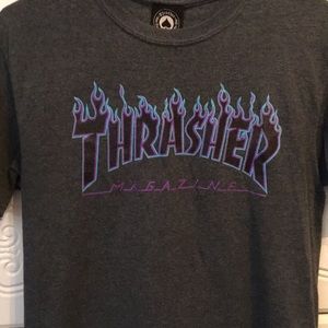 Thrasher blue and purple flame shirt